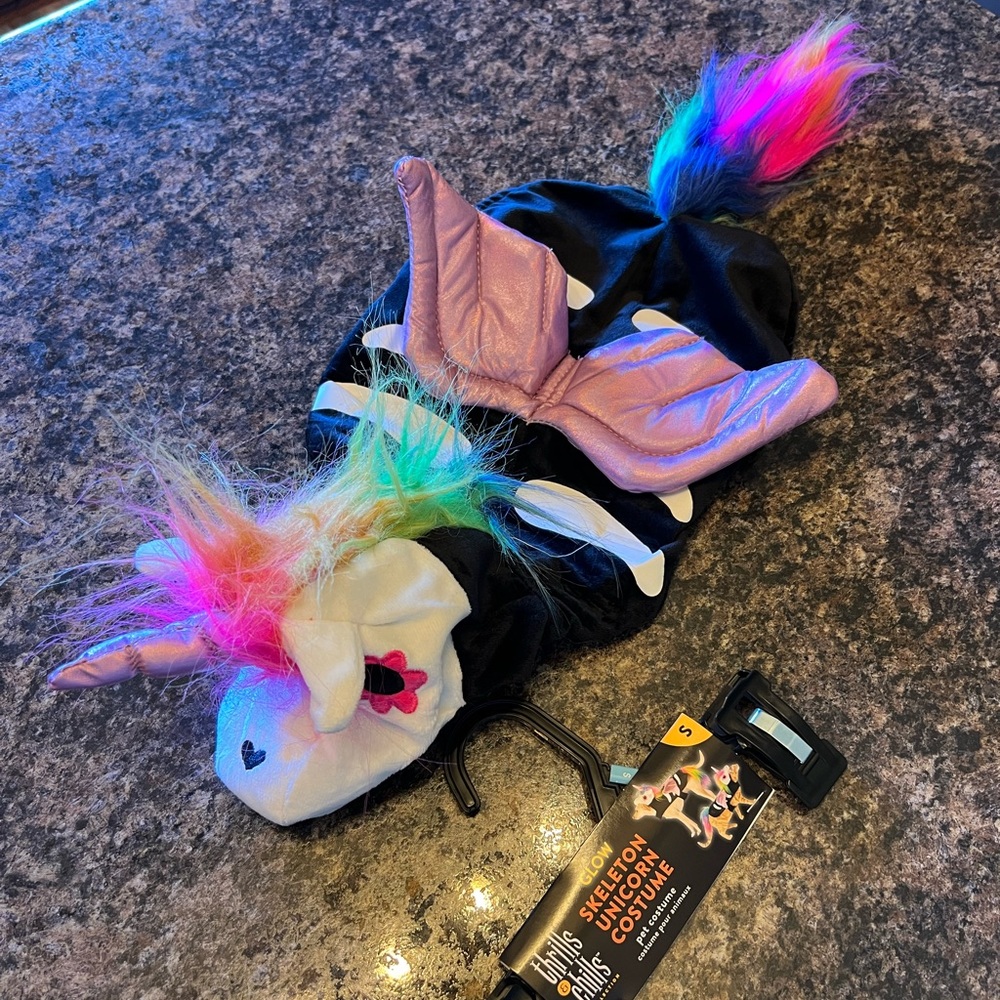 Dog costume Skeleton Unicorn glow in the dark!